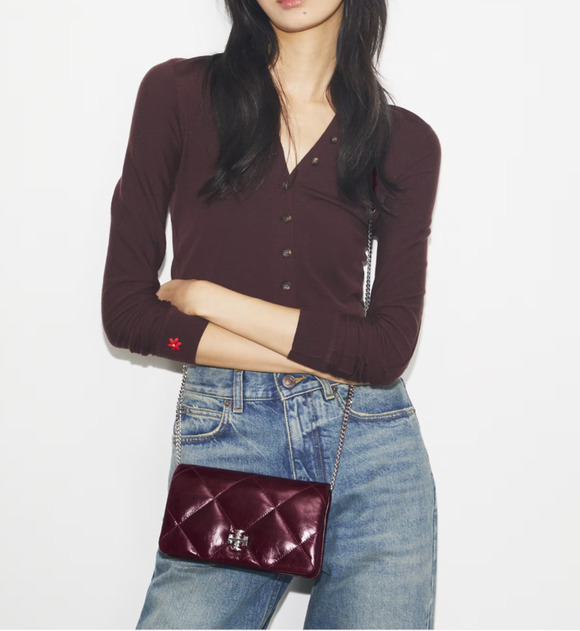 Tory Burch Handbags - Tory Burch KIRA DIAMOND Quilt Distressed Crossbody Dark Carmine